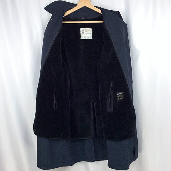 Vintage London Fog Maincoats Fully Lined Trench Coat Mens 38 Short Blue Fleece - Picture 3 of 12